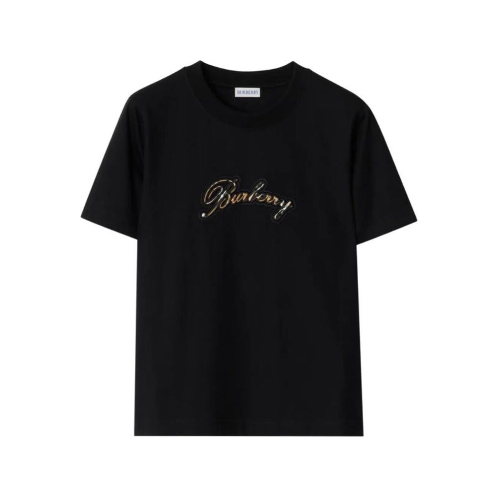 Check Cursive Logo Cotton T-Shirt Women